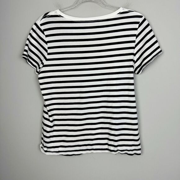 KATE SPADE | Queen Bee Black/White Striped Short Sleeve Shirt Women’s Size M - Picture 8 of 9